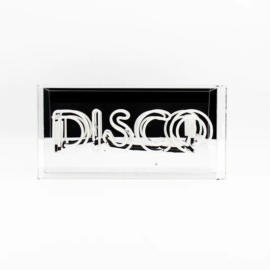 Blue 'Disco' Glass Neon Sign Light Box - Mrs Robinson