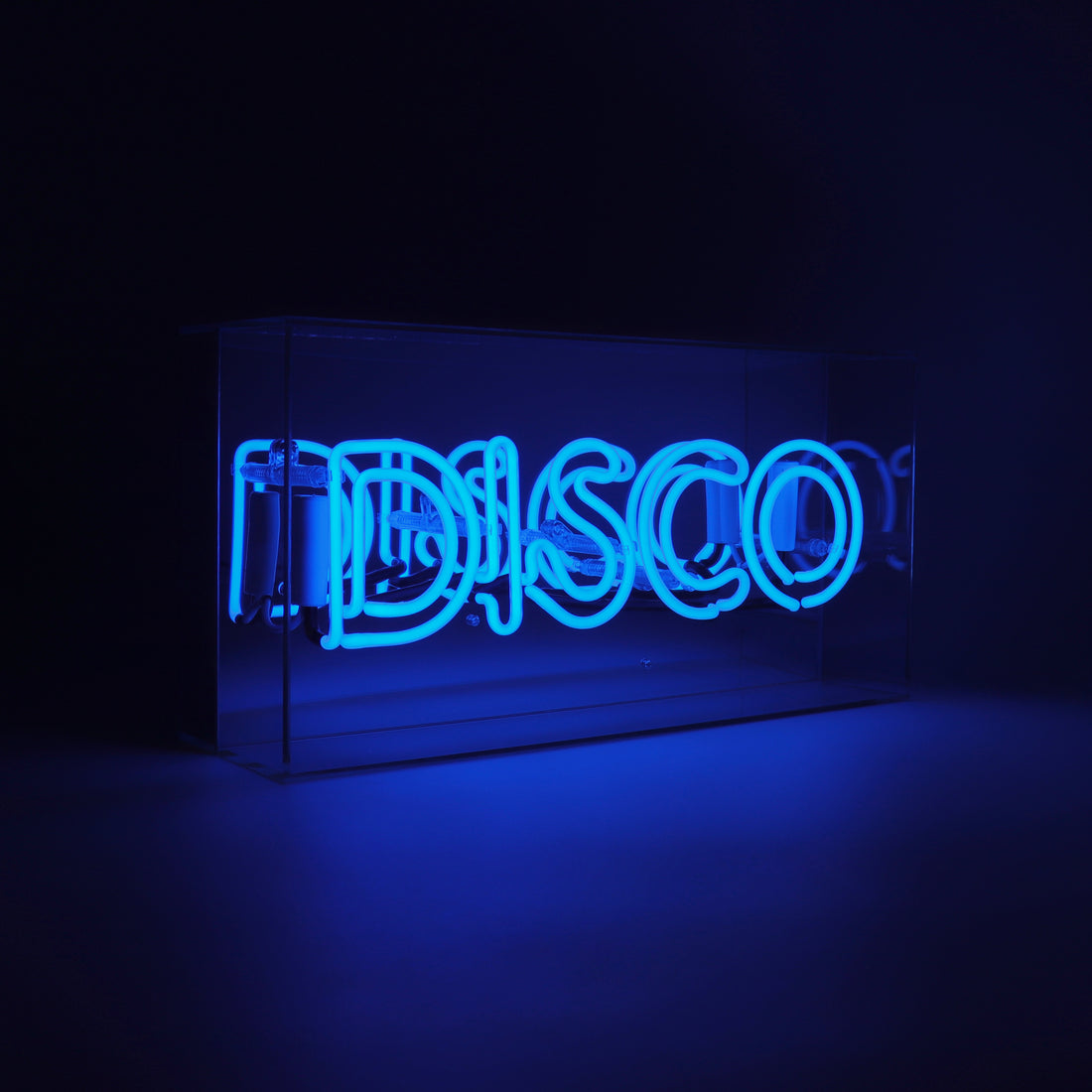 Blue 'Disco' Glass Neon Sign Light Box - Mrs Robinson