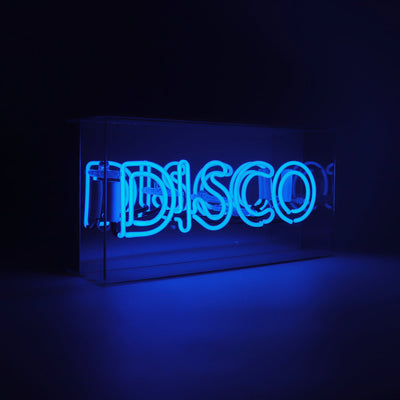 Blue 'Disco' Glass Neon Sign Light Box - Mrs Robinson