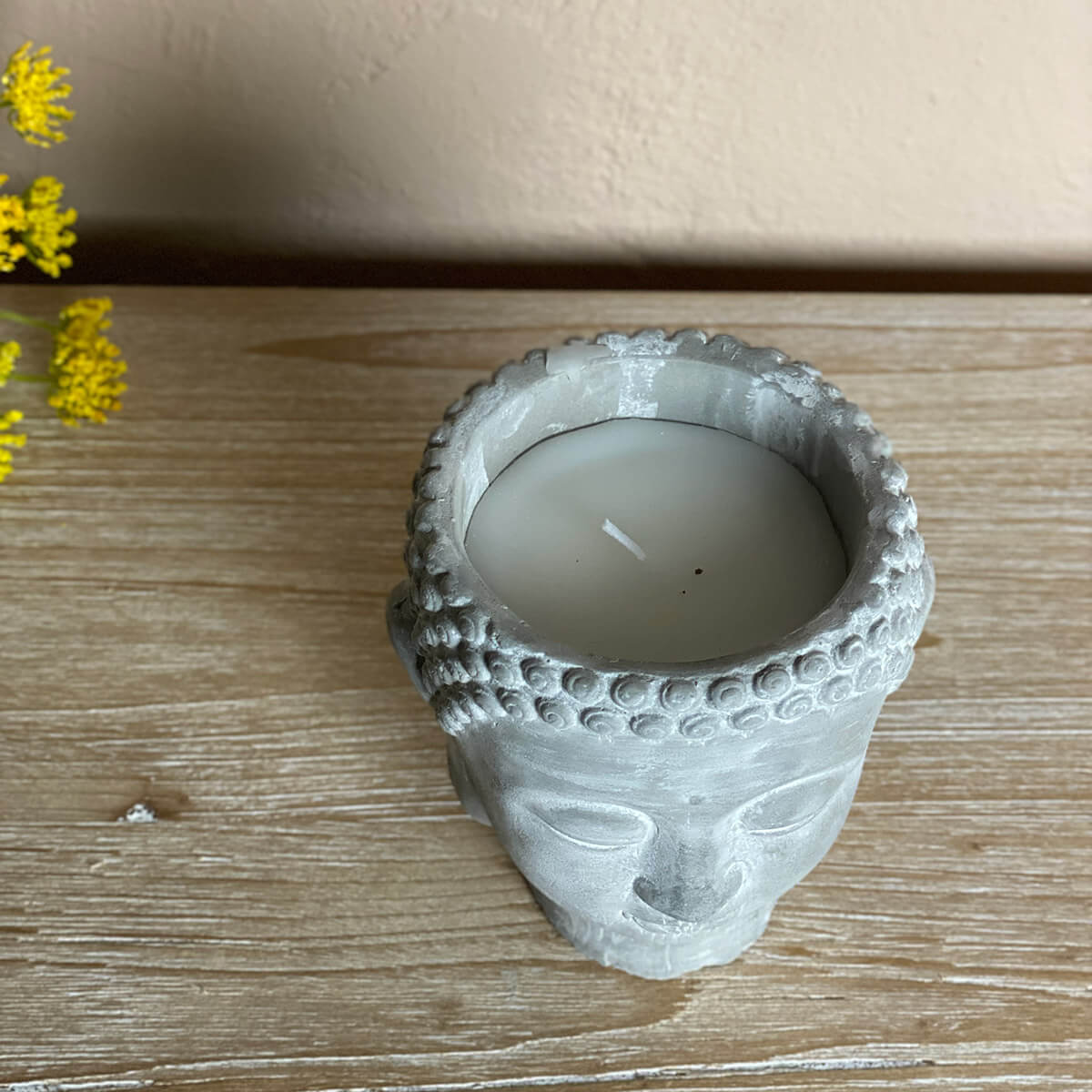 Buddha Candle - Medium - Light Grey - Mrs Robinson