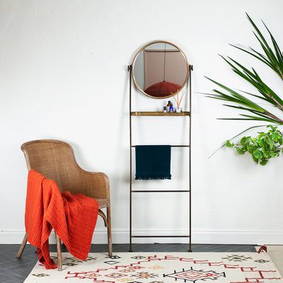 Leaning- Mirror -with -Shelving - Brass