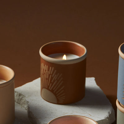 Terracotta Soy Ceramic Candle Pot - Cactus Flower