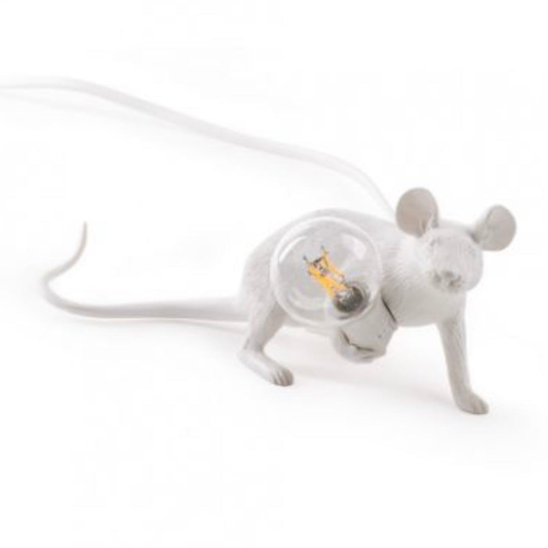 Seletti White Mouse Lamp - Crouching