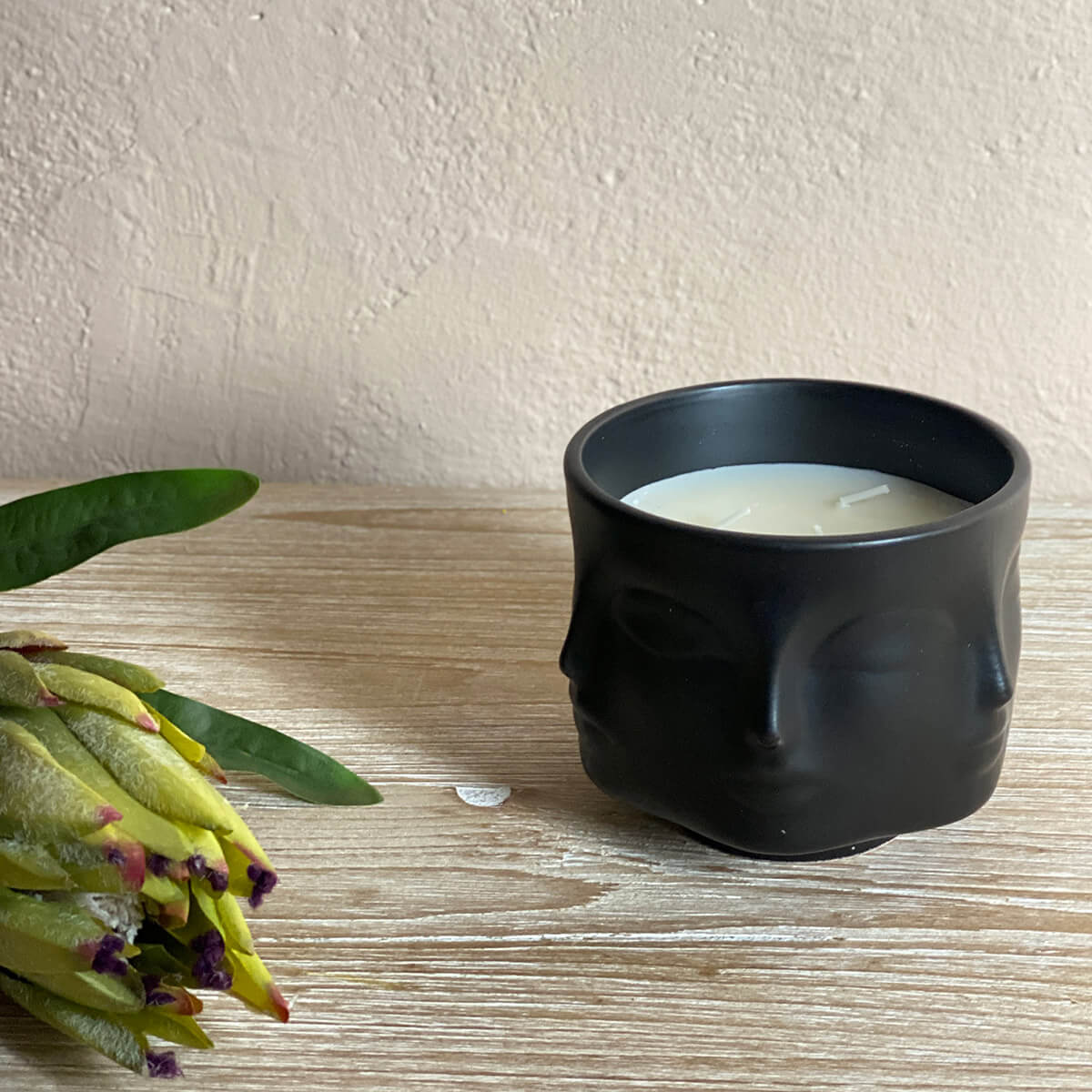 Black Ceramic Face Candle - Mrs Robinson
