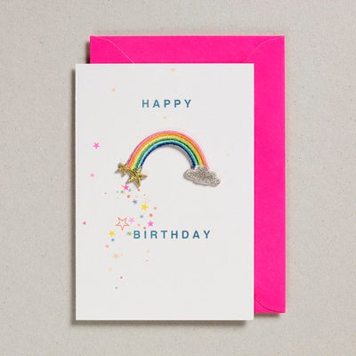 Happy Rainbow Birthday Card -Iron on Patch