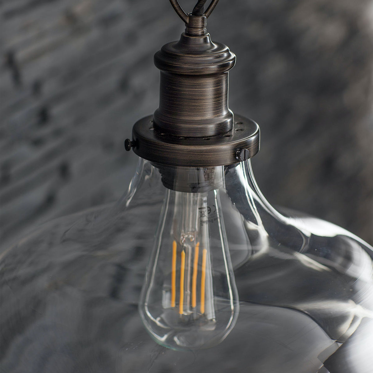 large glass pendant light details