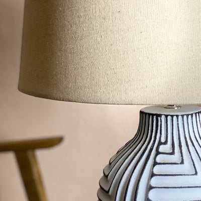 Abstract Monochrome Lamp with Linen Shade