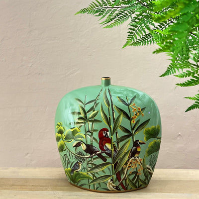 Large Hand Painted Jungle Vase-Mrs Robinson