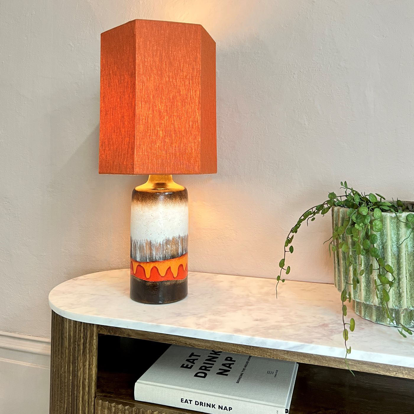 Retro Glazed Stoneware Lamp Base-Mrs Robinson