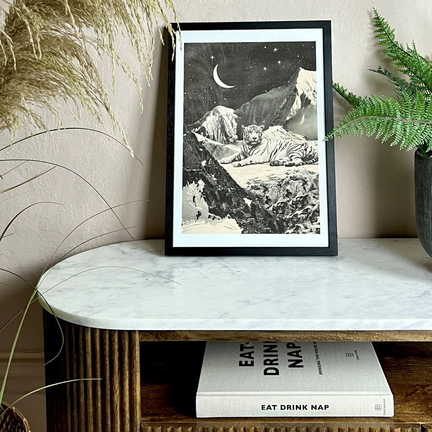 White Moon Tiger - Framed A3 Print