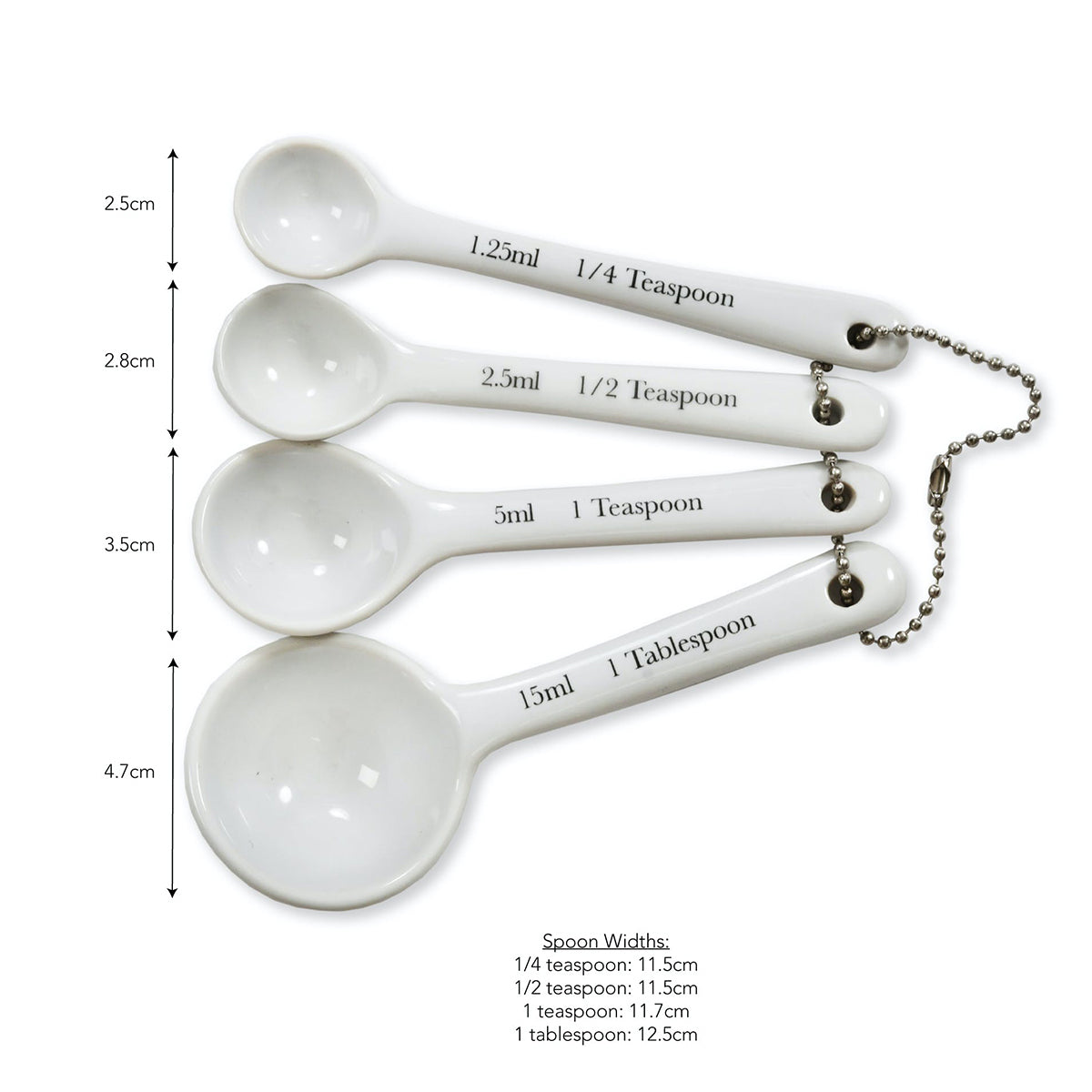 porcelain measuring spoons close up