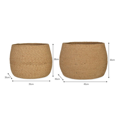 set of 2 jute baskets measurements