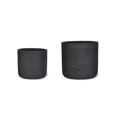 set of 2 cement plant pots dark grey