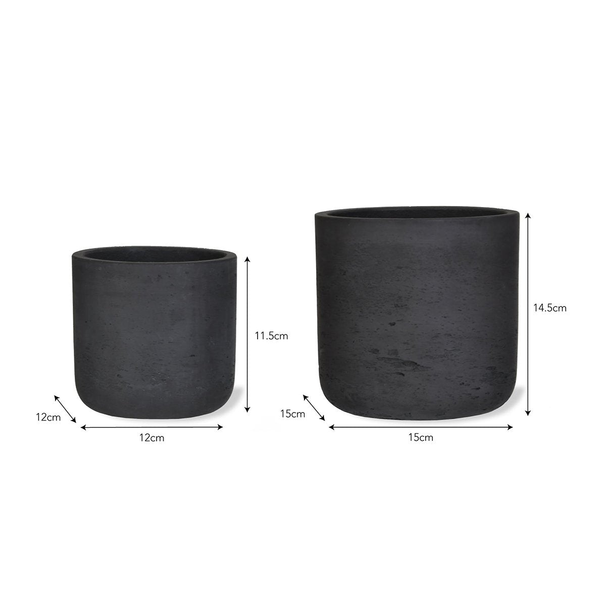 set of 2 cement plant pots dimensions