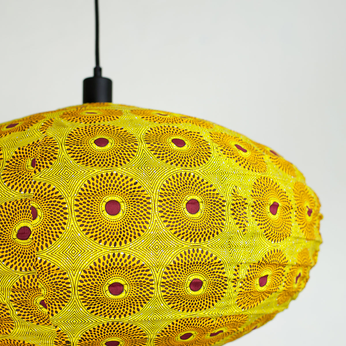 Wax Print Oval Ceiling Pendant - 60cm Yellow - Mrs Robinson