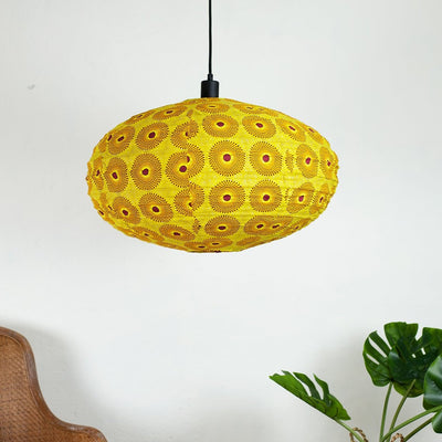Wax Print Oval Ceiling Pendant - 60cm Yellow - Mrs Robinson