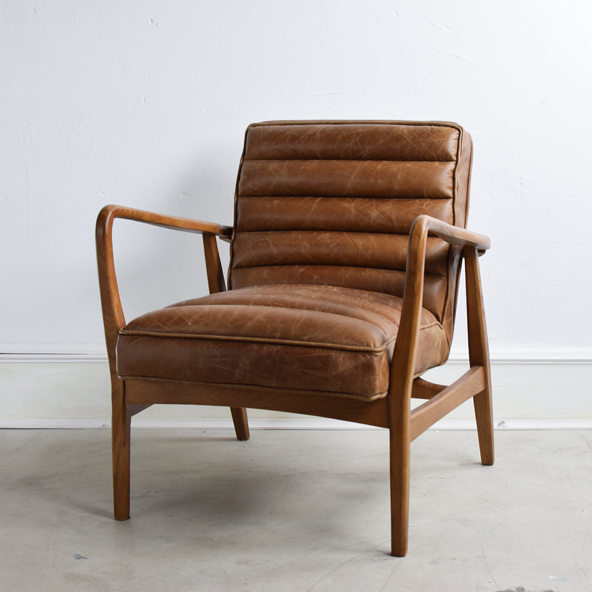 Mid-Century Leather Armchair - Brown - Mrs Robinson