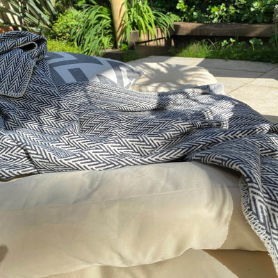 Herringbone Throw Blanket Indigo 140cm x 160cm