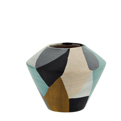 Madam Stoltz - Graphic Terracotta Vase Abstract Geometric Design