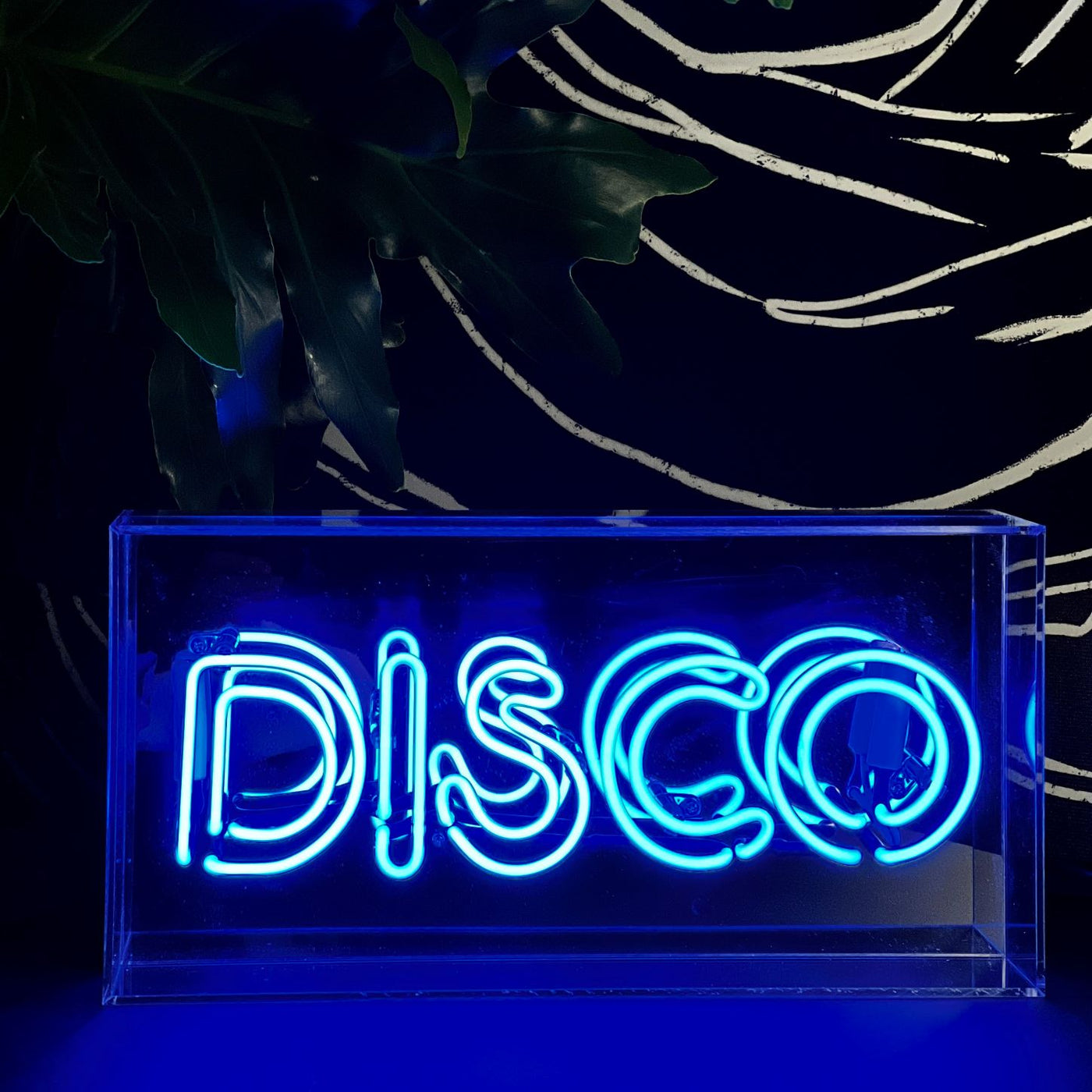 Blue 'Disco' Glass Neon Sign Light Box - Mrs Robinson