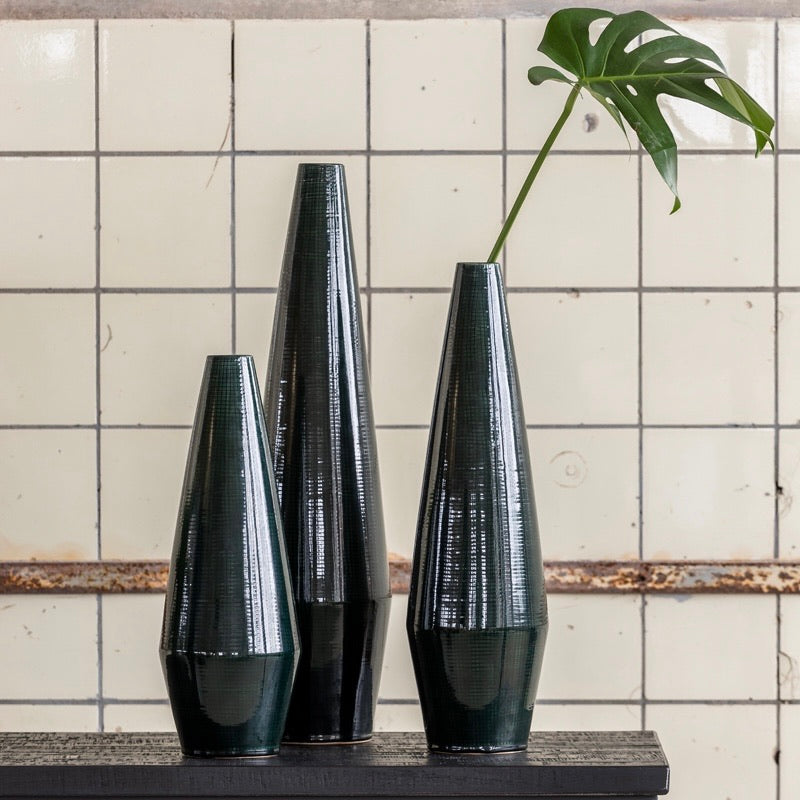 Isidoro Ceramic Green Vase - Large