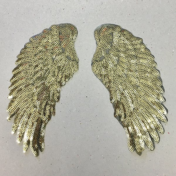 Gold Sequin Wings Patch - Small