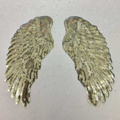 Gold Sequin Wings Patch - Small