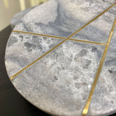 Grey Marble + Brass Coasters Set of 4