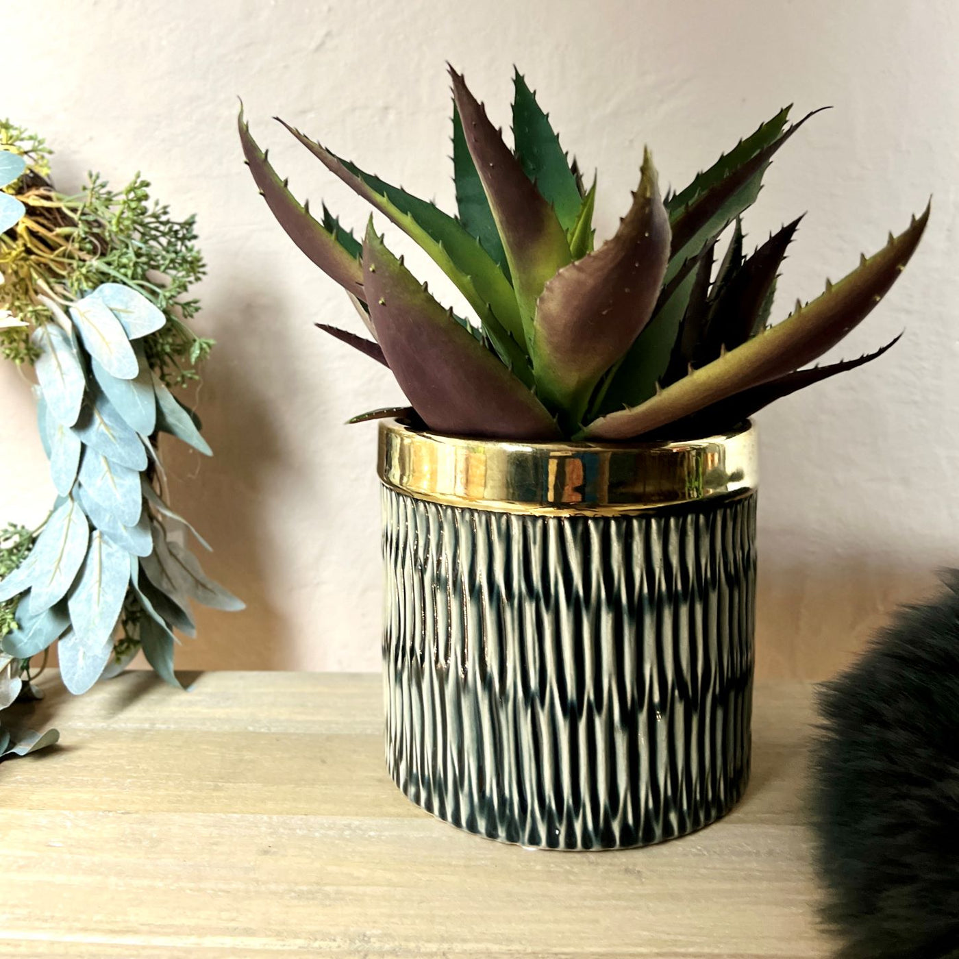 Gold and Teal Planter-Mrs Robinson