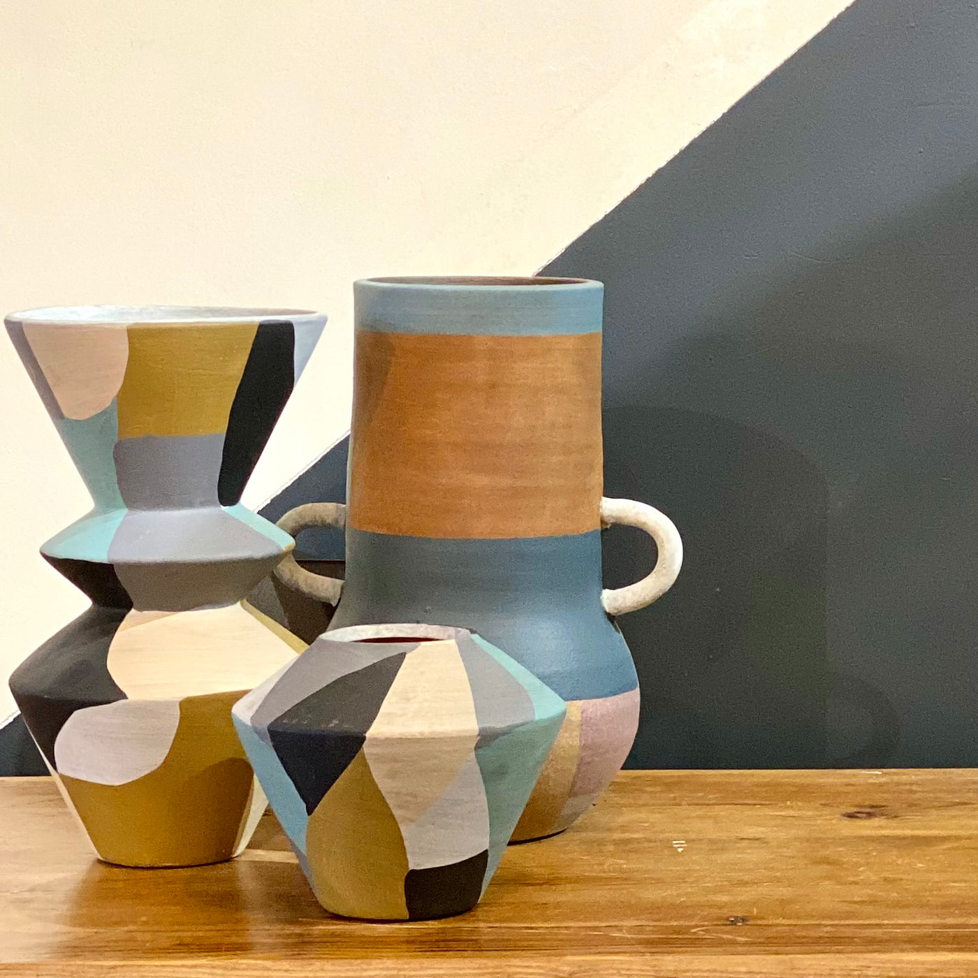 Madam Stoltz - Graphic Terracotta Vase Geometric Abstract Design