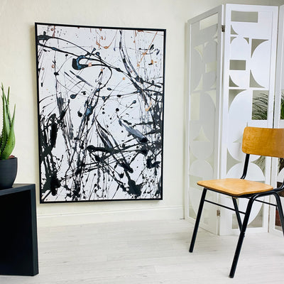 Abstract Black and White Splatter Painting - Mrs Robinson