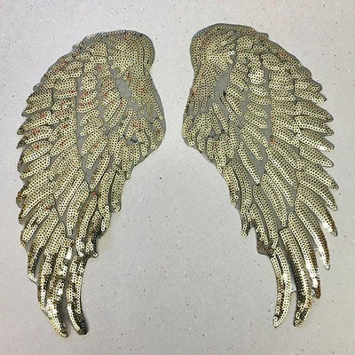 XL Iron on Gold Sequin Wings