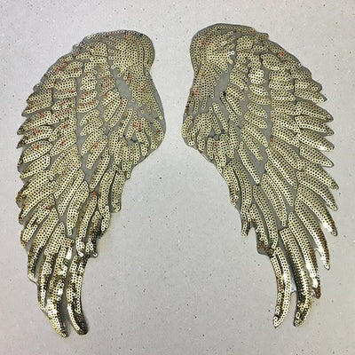 Gold Sequin Wings- Iron on Patch
