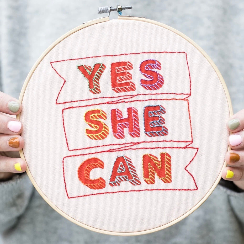 Yes She Can Embroidery Hoop