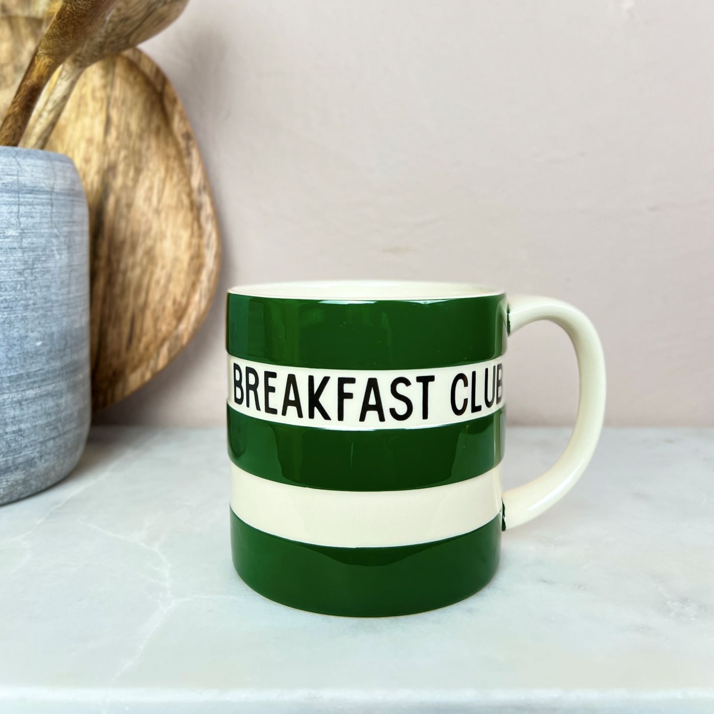 Breakfast Club Striped Mug - Green-Mrs Robinson
