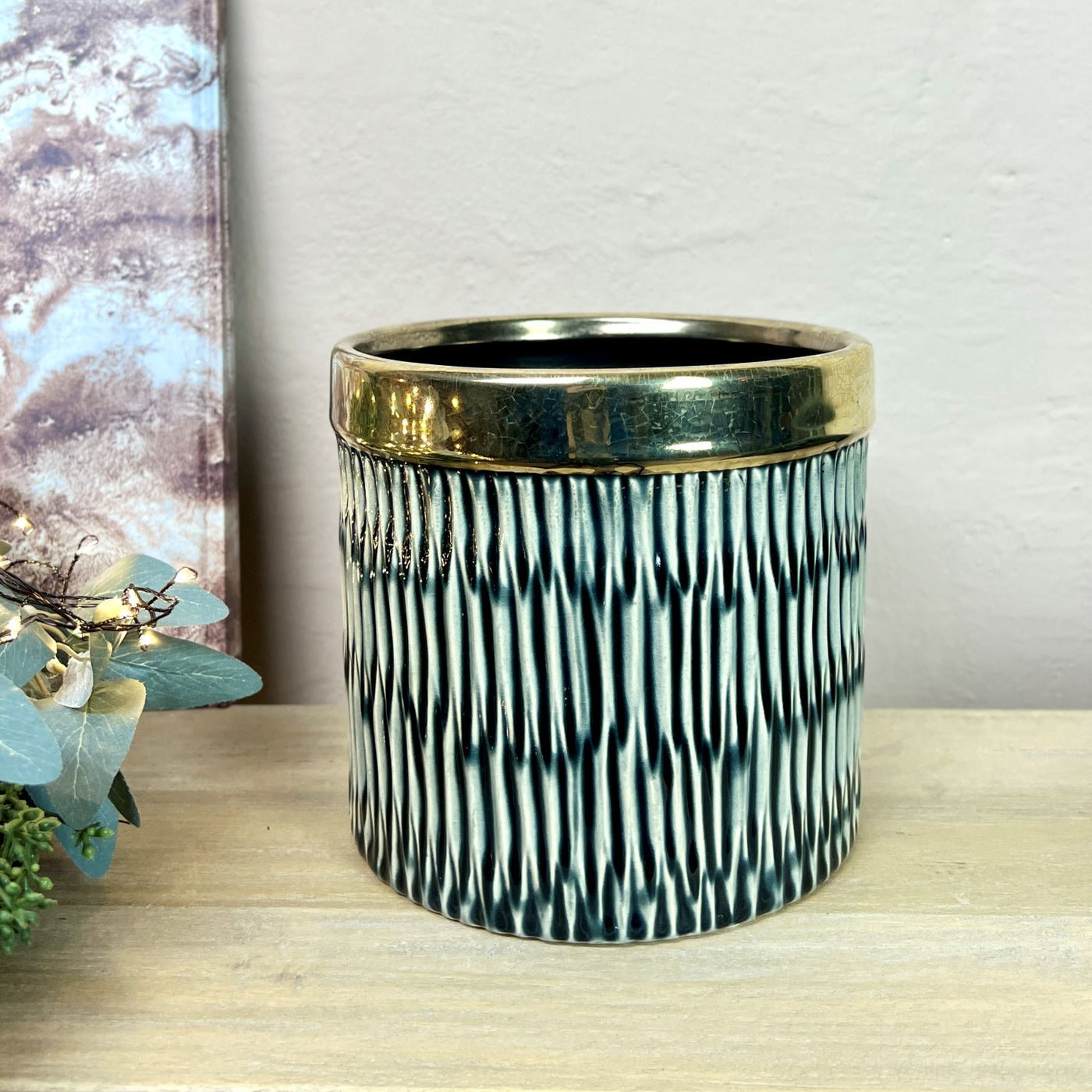 Gold and Teal Planter