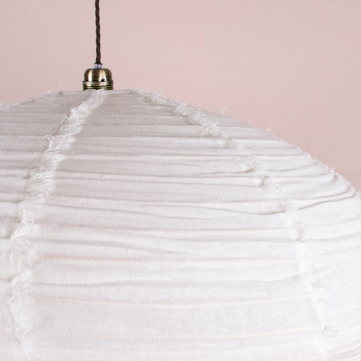 Linen Pendant Ceiling Shade -80cm - White-Mrs Robinson