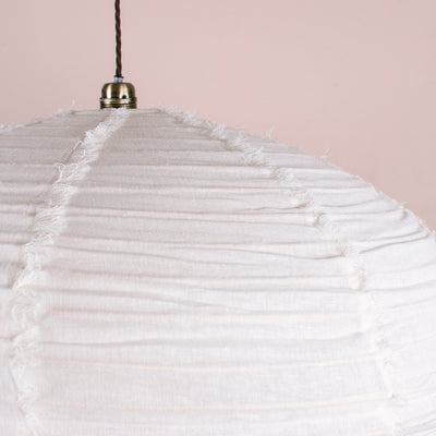 Linen Pendant Ceiling Shade -80cm - White-Mrs Robinson