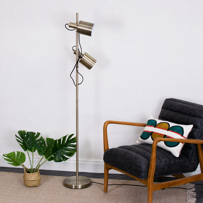 metal task floor lamp with two heads