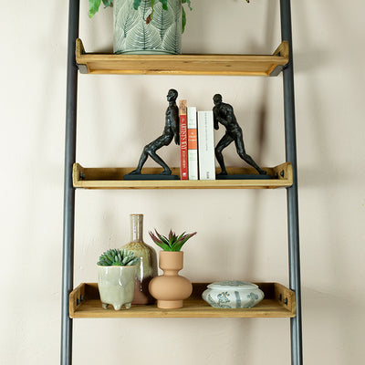 Narrow Industrial-Style Ladder Shelf With Drawer - Reclaimed - Mrs Robinson