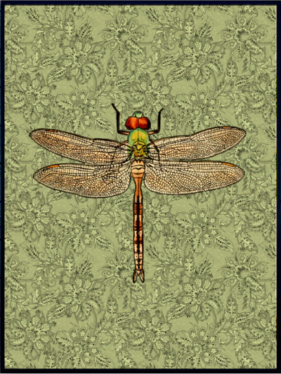 Dragonfly Print Green - Small