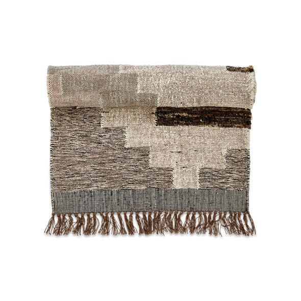 wool and cotton mix rug in earth tones
