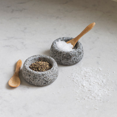 granite salt and pepper pots