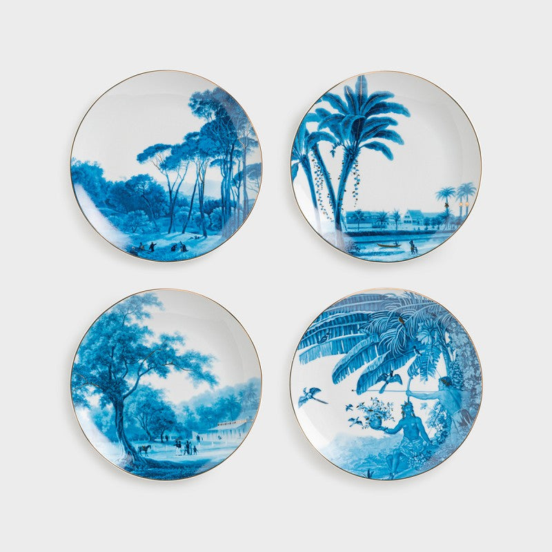 &-Klevering-set-of-4-vintage-inspired-dining-plates-in-white-and-blue