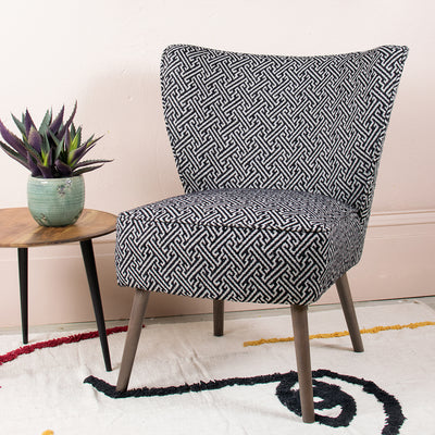 Ebony Geometric Monochrome Cocktail Chair - Exclusive Design - Mrs Robinson
