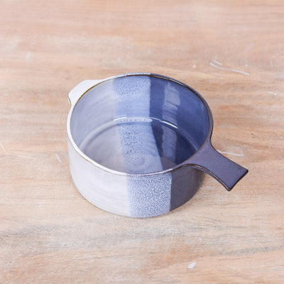 small ceramic dish in blue