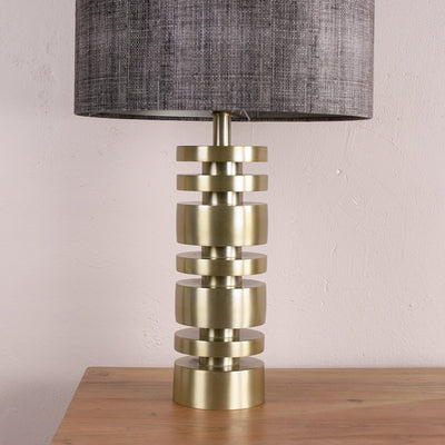 matt gold table lamp base close up