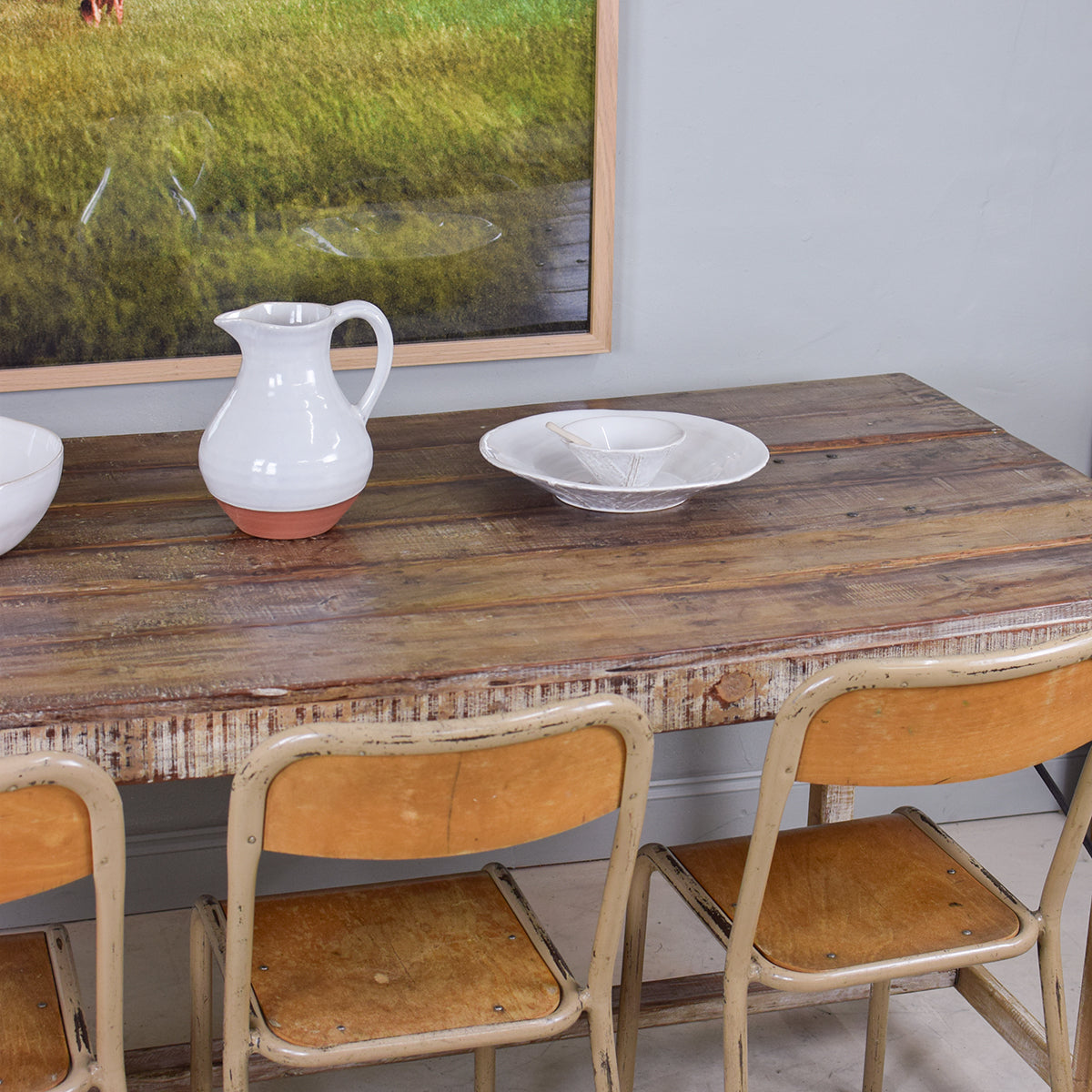 reclaimed 6 seat dining table detail
