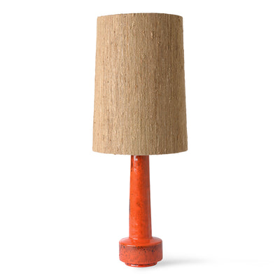 Retro-Pottery-style-Table-Lamp-with-beige-shade-and-red-glaze-fat-lava-HK-Living