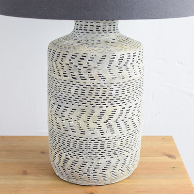 textured table lamp close up